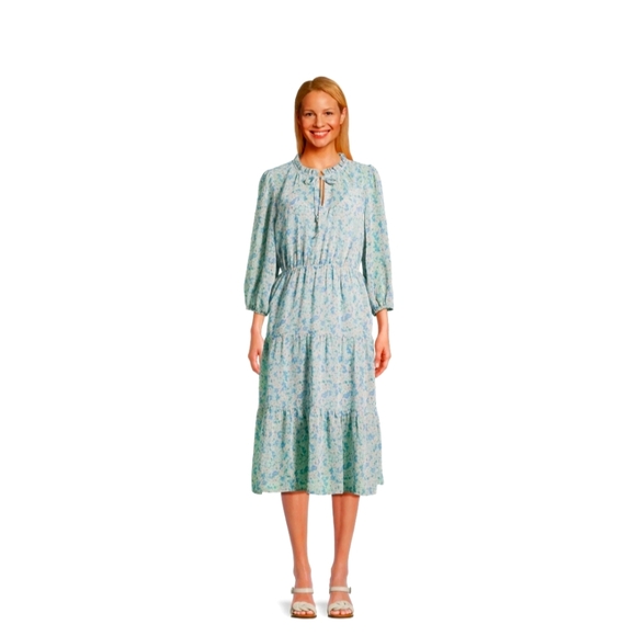 Time and Tru Dresses & Skirts - Time and Tru Women's Tiered midi dress size Large color H2O floral. 2 for $30